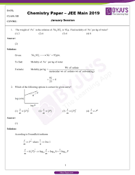 Actually i preparing for jee mains paper 1 for the last 2 years. Jee Main 2019 Paper With Solutions Chemistry Download Pdf