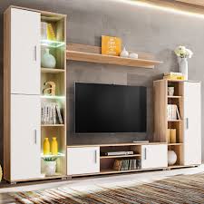 Auch wenn viele den namen sonoma eiche noch nicht gehört haben, kann mit einer wohnwand senoma eiche für mehr abwechslung im raum gesorgt werden. Vidaxl Tv Wohnwand Mit Led Leuchten Sonoma Eiche Und Weiss Gitoparts
