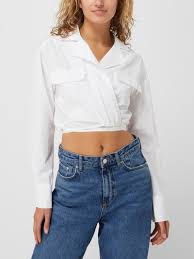 Gina Tricot Cropped Bluse mit Schnürung Modell 'Della' (weiss) online kaufen