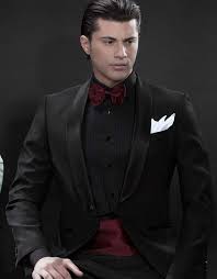 Black And Maroon Tuxedo All Black Tux Black Shirt Maroon Tie Wedding Suits Men Formal Wedding Suit Wedding Suits