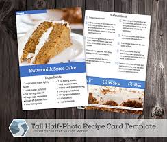 Tall Half Photo Recipe Card 4x6 Printable Recipe Card Photoshop Template For Photographers Food Bloggers Cooks And Cr Recipe Cards Recipes Food Printables