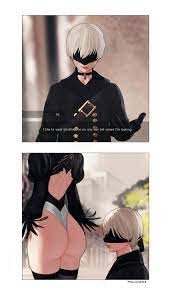 1boy 1girls big ass blindfold comic dialogue english text funny  mariezone nier: automata patreon patreon username platinum games square  enix white hair wholesome yorha 2b yorha 9s 