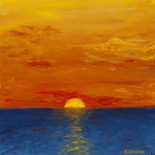 An original hand painted acrylic painting of a ocean sunset seascape. Ocean Sunset Painting Painting Inspired