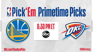To play, log in and make your earn 66 points playing pick'em. Nba Fantasy Sur Twitter Tonight S Nba Pick Em Primetime Picks Game Is The Warriors Taking On The Okcthunder Have You Signed Up Yet Go To Https T Co Nvsj711bxo To Play Today And Compete For