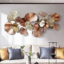 Amazon Com Metal Wall Art Golden Ginkgo Leaf Large Decorative Metal Wall Sculpture Art Handging Decor Wall Sculpture Art Wall Sculptures Metal Wall Sculpture
