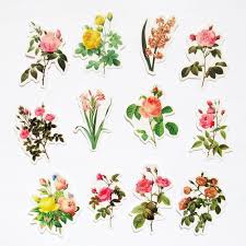 Vintage Flowers Stickers Pack Flowers Sticker Sack Planner Scrapbooking Plants Garden Bunga Seni Ide Dekorasi