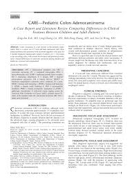 The chance of surviving bowel cancer for at least five years, is 70%. Pdf Care Pediatric Colon Adenocarcinoma A Case Report And Literature Review Comparing Differences In Clinical Features Between Children And Adult Patients