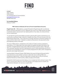 Contact: Adam DeWitte FIND Outdoors VP of Development & Communications  adam@gofindoutdoors.org 828-883-3463 x224 For Immedia