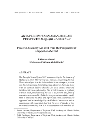 Pihak penganjur demo secara aman ini juga telah berjaya menganjurkan perhimpunan tersebut mengikut garis panduan sop yang ditetapkan. Pdf Akta Perhimpunan Aman 2012 Dari Perspektif Maqasid Al Syari Ah Jurnal Syariah Um Academia Edu