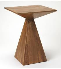Feliz solid wood end table. Wood Geometric Mid Century Modern Side Table