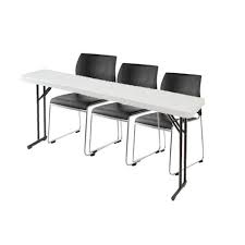 Plastic Resin Seminar Folding Table With Three Padded Vinyl Seat Stack Chairs Comfortable Living Room Chairs Small Living Room Chairs Table