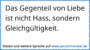 Das Gegenteil Von Liebe Ist Nicht Hass Sondern Gleichgultigkeit Spruchmonster De