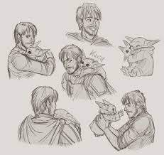 Kasielart Sketches Of Din And The Child I Can T Help Myself Star Wars Fandom Star Wars Humor Star Wars Artwork