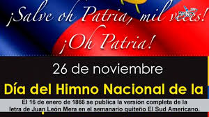El himno nacional del ecuador, cuyos autores fueron el poeta ambateño juan león mera martínez y el músico de origen francés antonio neumane marno tuvo algunos proyectos de reforma hasta alcanzar su fijación definitiva e intangibilidad. Homenaje Al Dia Del Himno Nacional Del Ecuador Al 2 016 Youtube