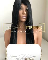 Kinky straight hair with closure. Virgin Silky Straight Jet Black Human Hair Lace Wig Heavenly Tresses