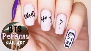 Acrylic nail shapes give you a variety of options to go for without waiting to grow your nails and having trouble when you have a broken nail in the middle. Bts Map Of The Soul Persona Persona Nail Art Tutorial Who The Hell Am I Youtube