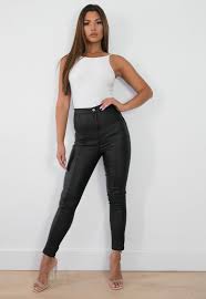Losing weight can be a struggle, but keeping it off is even harder. Jean Skinny Enduit Noir A Coutures Apparentes Sur Le Devant Missguided