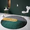A geometric modern light gray round rug is discrete and intriguing at the same discreetly abstract jewel toned round area rug: 1