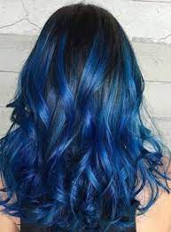 Clip In Remy Human Hair Extensions 1b Natural Black And Light Dark Blue 100g 6pcs In 2020 Blue Hair Highlights Blue Ombre Hair Hair Styles