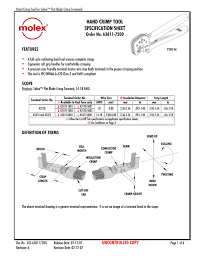 Hand Crimp Tool Specification Sheet Order No 63811 7200