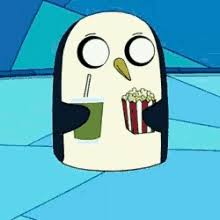 This is a cute black and white penguin and a pink kitten with a red heart on its forehead! Adventure Time Gunter Gifs Tenor