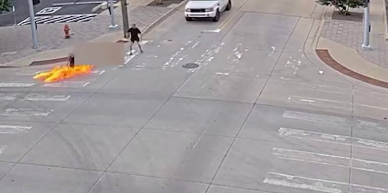 GRAPHIC: Stranger accused of throwing Molotov cocktail at man in  wheelchair, setting him on fire