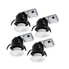Halo recessed lights trimshaper bathing suit. Halo Rl 4 In 4 Pack Ultra Shallow Remodel Ceiling Housing And 4 Pack Dimmable White Integrated Led Recessed Light Kit H245ricatrl460wh930 4pk The Home Depot