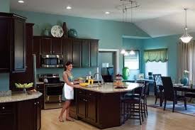 Kitchen Paint Change Teal Kitchen Walls Home Brown Cabinets