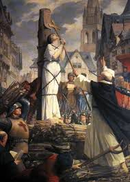 Joan Of Arc Burning At Stake In Rouen Normandy 30 May 1431 Executioner Geoffroy Therage Tied To A Tall Pillar At The Vieux Marche In Rouen S Saints Saint