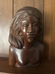 VINTAGE BALI INDONESIA Hand Carved Exotic Wood Fisherman Net Coral rr  $88.80