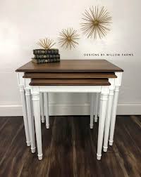 Nesting Tables In Snow White Antique Walnut Nesting Tables Refinishing Furniture Painted Nesting Tables