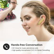 New Bee Bluetooth Headset 24Hrs Talk Time 60 Days Standby Wireless Earpiece  with Microphone, Gold