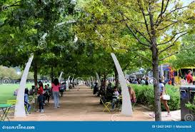 Dallas, Texas - United States - March 16, 2019: Klyde Warren Park Food  Trucks In A Saturday Stock Photo - Alamy