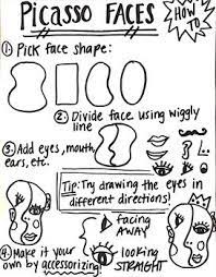 The combination of a front and side view renders itself to some interesting craft projects for kids, like these picasso faces tree ornaments from kids activities blog. How To Picasso Cubist Faces Art Lessons Elementary Pablo Picasso Art Cubism Art