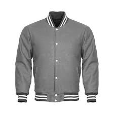 Varsity Jacket Full Wool Gray With White Strips Jackets Town Leather Jacket Style Varsity Jacket Custom Varsity Jackets