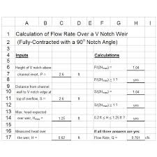 Open Channel Flow Measurement V Notch Weir Calculations With