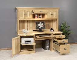 Computer desk with hutch and bookshelf, 47 inches white home office desk with space saving design, metal legs table desk with upper storage shelves for study writing/workstation, easy assemble. Traditional Hardwood Computer Desk By Dutchcrafters Amish Furniture
