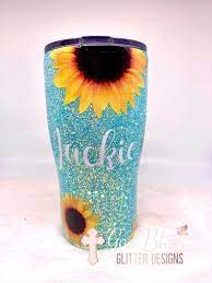 Sunflower Tumbler Flower Tumbler Sunflower Glitter Cup Etsy In 2021 Yeti Cup Designs Tumbler Cups Diy Glitter Cups