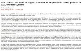 February 2021 horoscope for cancer sun sign present good opportunities for travel with considerable gains. Vsa Cancer Care Fund To Support Treatment Of 50 Paediatric Cancer Patients In 2021 Five From Cytecare Cytecare Hospital In Bangalore