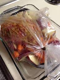 Pork Roast With Red Potatoes And Baby Carrots In The Oven Bag Pork Roast Pork Roast In Oven Real Food Recipes