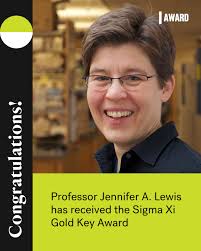 Professor Jennifer Lewis is a recipient of the 2025 Gold Key Award from  Sigma Xi, The Scientific Research Honor Society. The Hansjörg Wyss  Professor of Biologically Inspired Engineering at SEAS, Lewis has