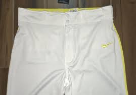 Details About Nike Swingman White Yellow Piped Long Baseball Softball Pants New Mens Sz S M