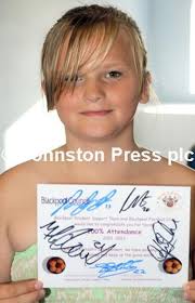 25015298-Pictures Martin Bostock Schoolchildren from Blackpool schools at a  special party at Blackpool football club to celebrate their 100%  attendance. St Nicholsas school.