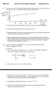 Solved Math 222 Calculus Technology Project 3 Daylight H Chegg Com