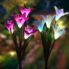 As the sun sets and dusk settles in, your beautiful glass stake glows from within. 2 Pack Outdoor Solar Garden Stake Lights Coolmade Solar Powered Lights With 8 Lily Flower Multi Color Changing Led Solar Stake Lights For Garden Patio Backyard Purple And White Walmart Com Walmart Com