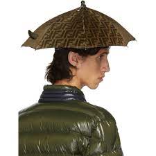 Fendi Canvas Tan And Brown Forever Umbrella Hat In Green For Men Lyst