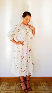 Free Shipping Vintage Beige Dress Size M Vintage Japanese Vintage Dresses Womens Vintage Dresses Beige Dresses