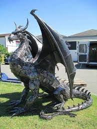 Made Out Of Recycled Car Parts Steampunk Dragon Dragon Sculpture Dragon Art