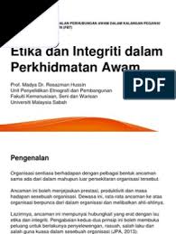 Perkhidmatan rawatan traditional dan komplementari yang berikan oleh kkm. Etika Dan Integriti Dalam Perkhidmatan Awam Pdf
