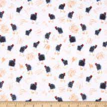udder chaos tossed chickens white from fabricdotcom designed 20by 20kait 20roberts 20for 20blank 20quilting 2c 20this 20printed 20cotton 20fabric 20is 20from